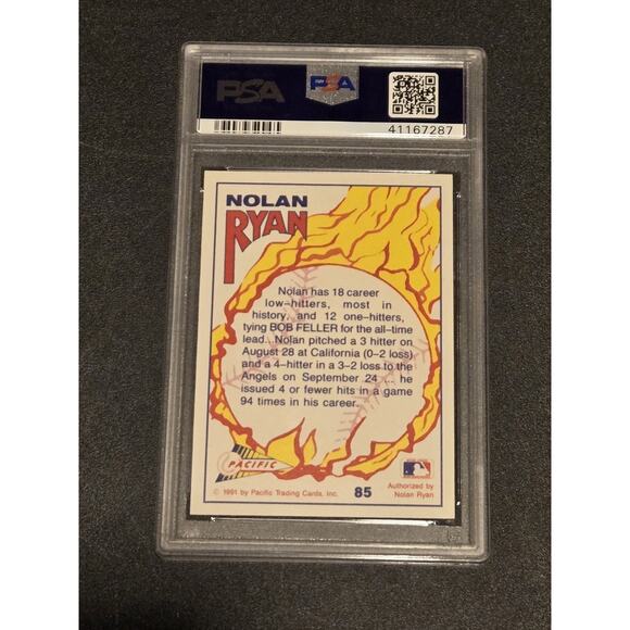 1991 Pacific Nolan Ryan Texas Express I #85 Nolan Ryan PSA 9 - Picture 2 of 2